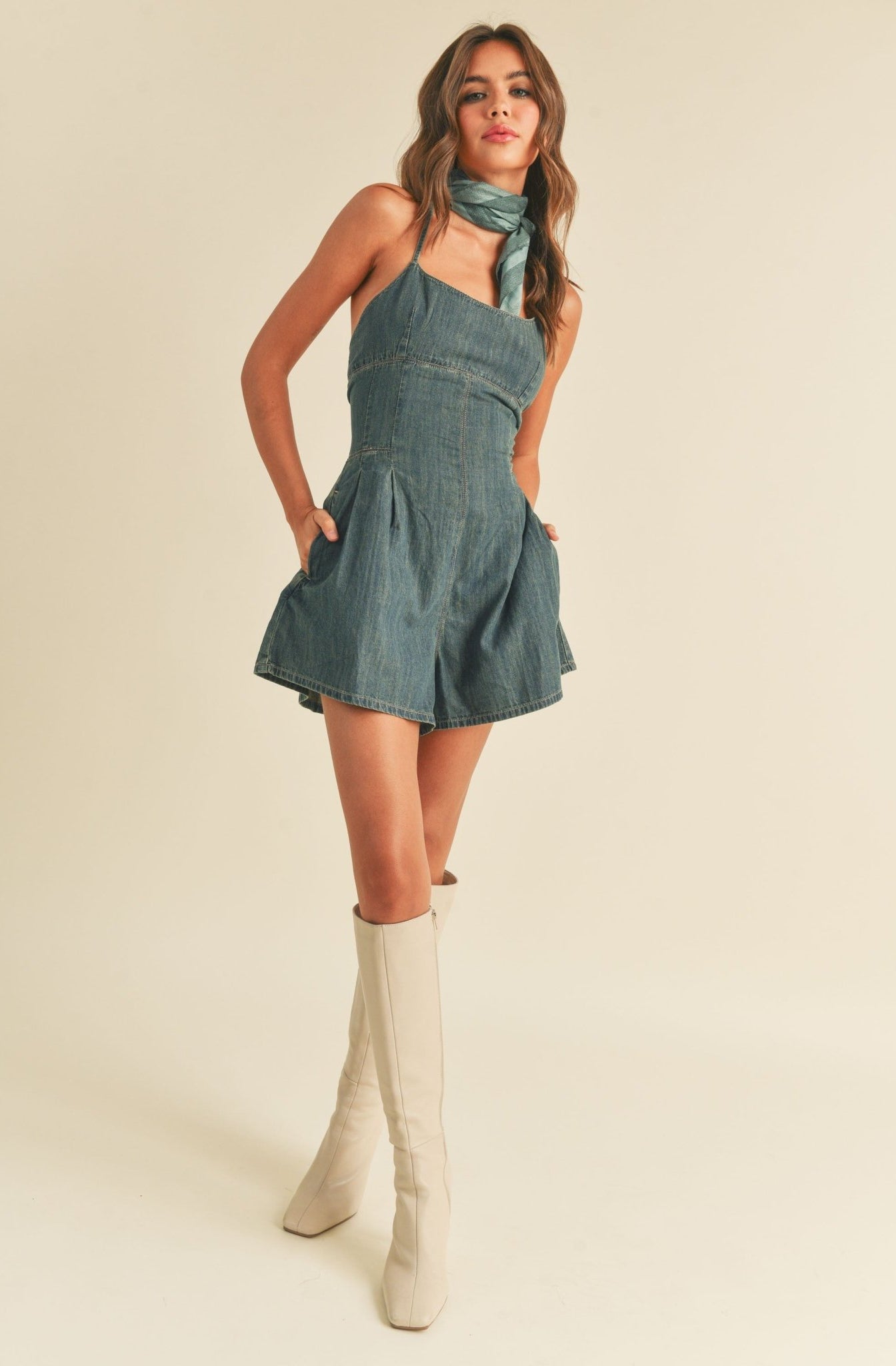Washed Denim Romper - Styled by Ashley Brooke