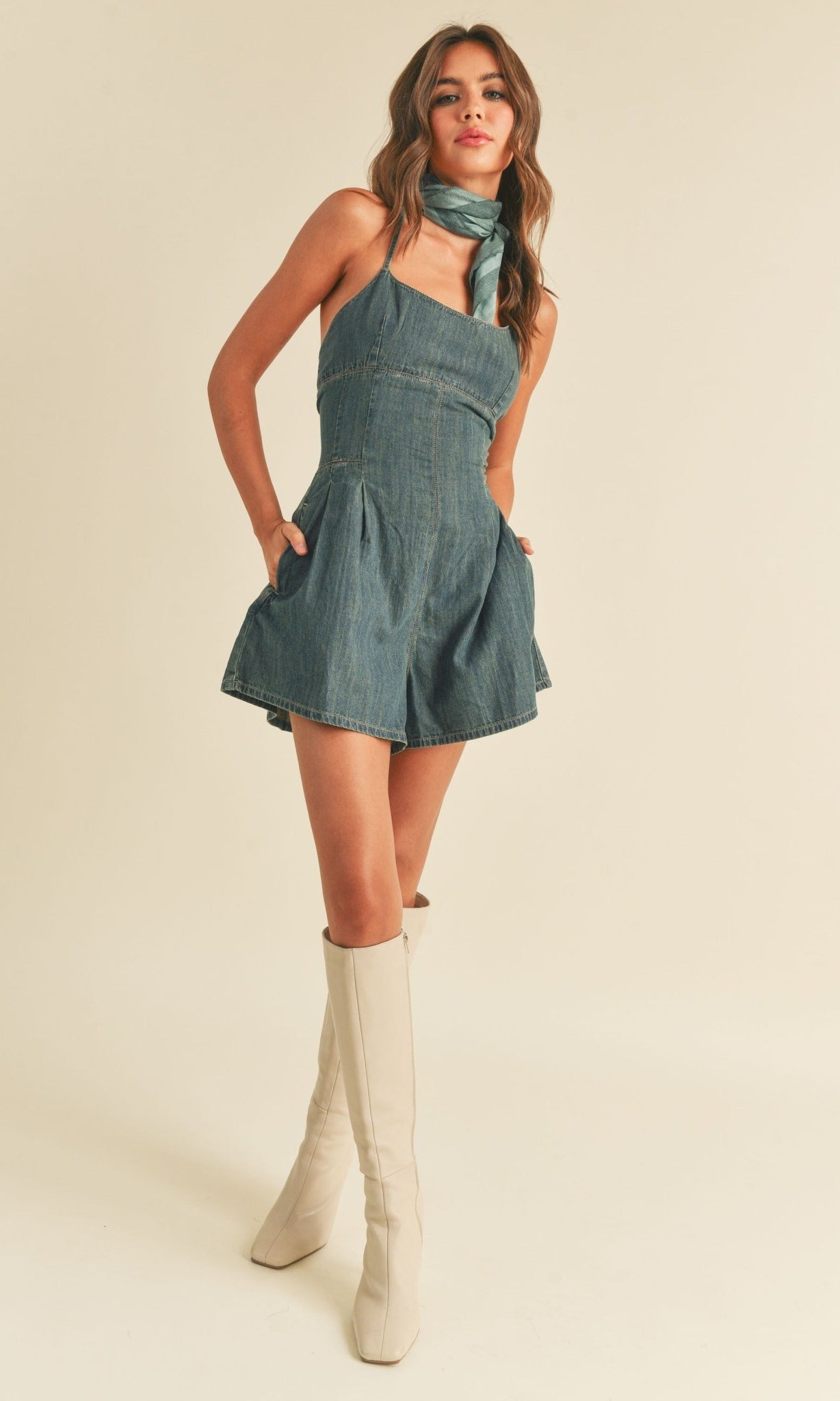 Washed Denim Romper - Styled by Ashley Brooke