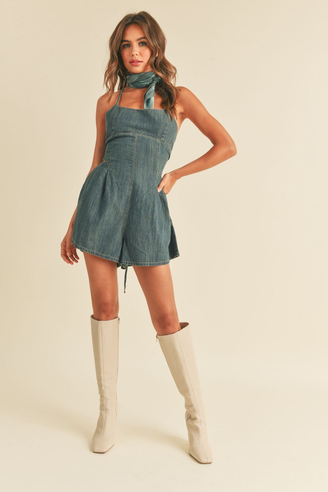 Washed Denim Romper - Styled by Ashley Brooke