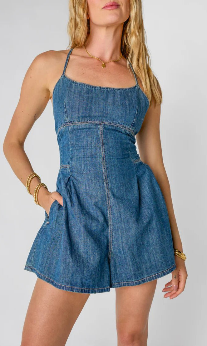Washed Denim Romper - Styled by Ashley Brooke