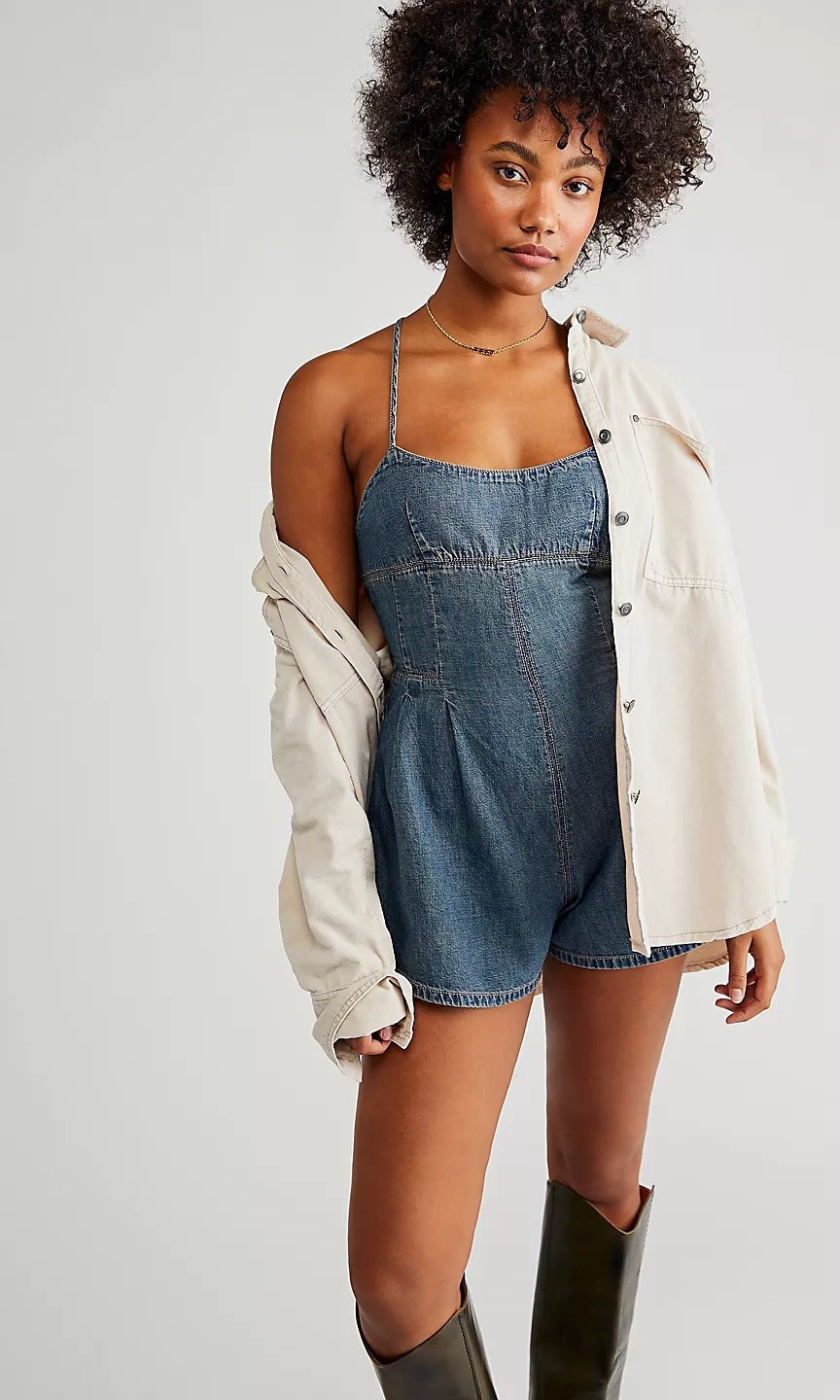 Washed Denim Romper - Styled by Ashley Brooke