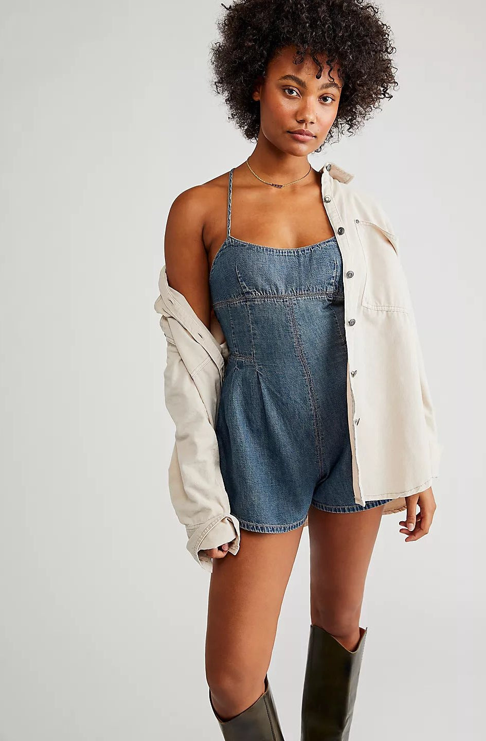 Washed Denim Romper - Styled by Ashley Brooke