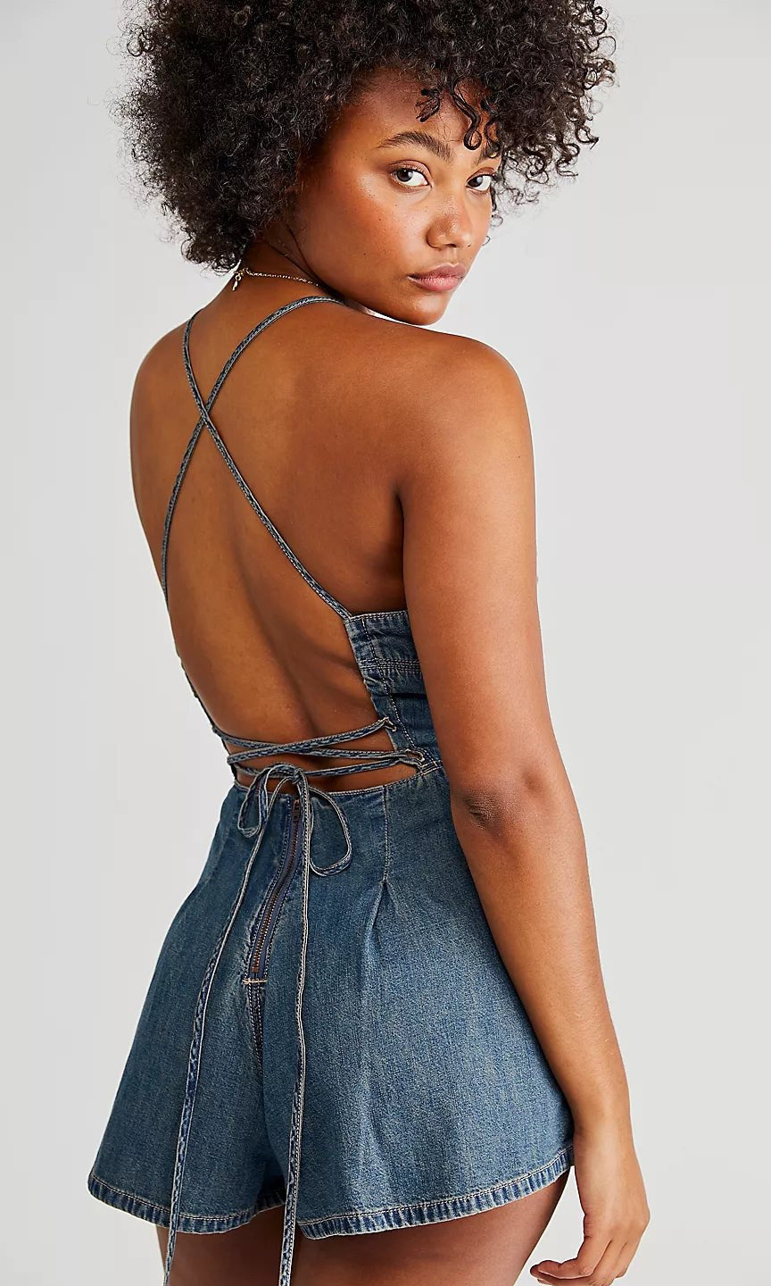 Washed Denim Romper - Styled by Ashley Brooke