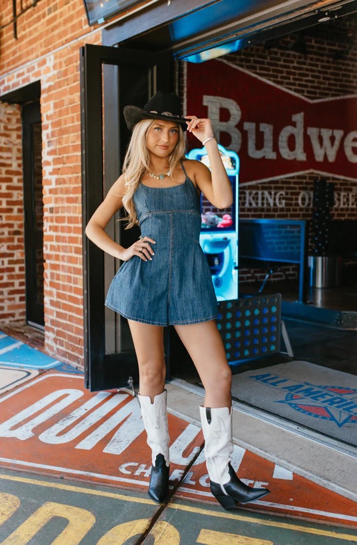 Washed Denim Romper - Styled by Ashley Brooke