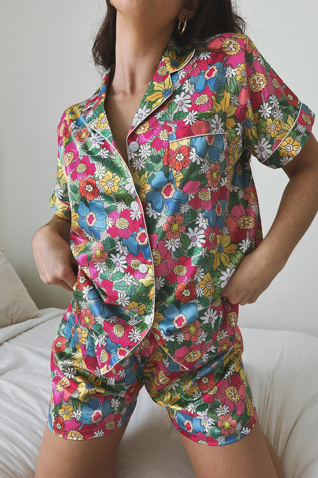 Floral Satin Pajamas Set – Styled by Ashley Brooke