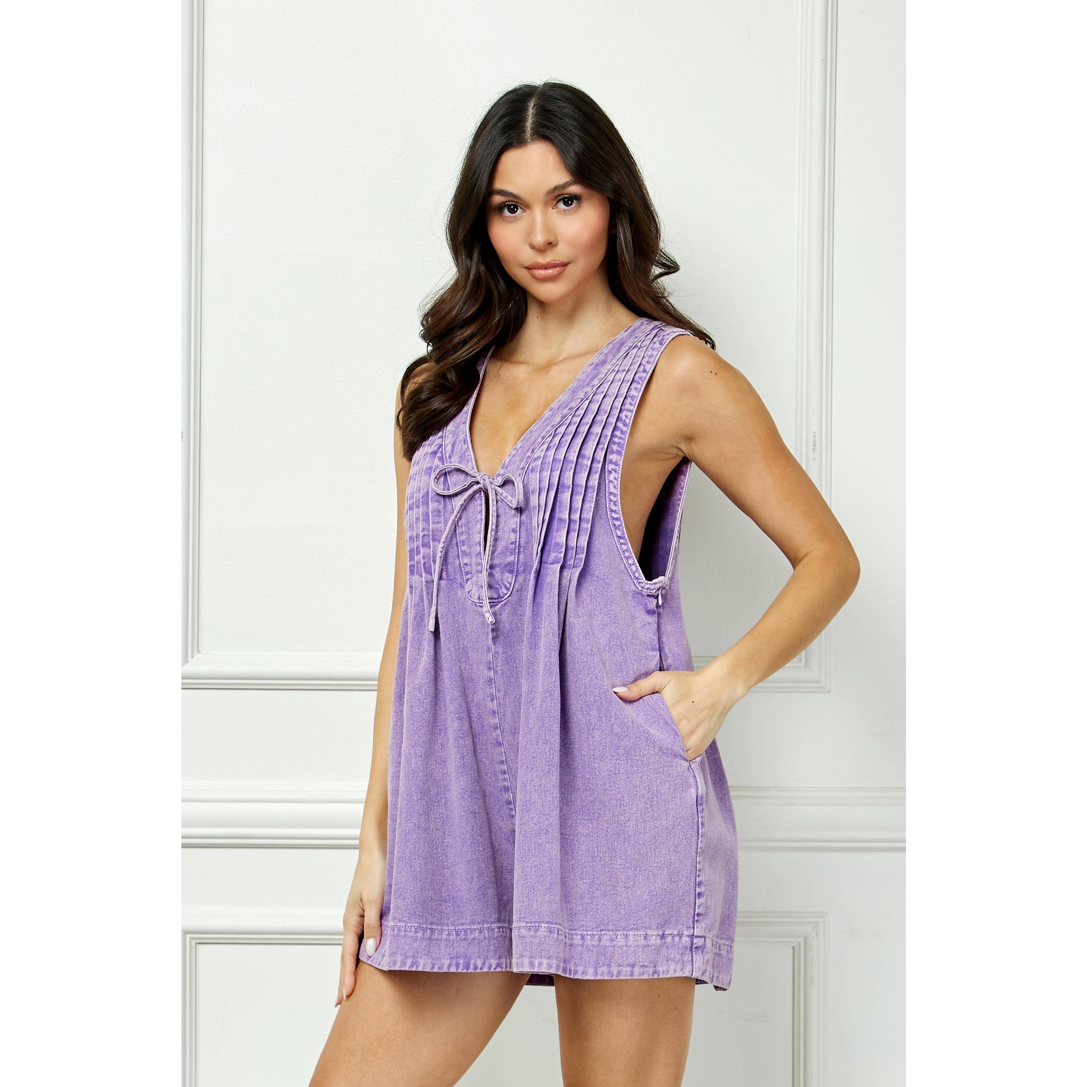 Vintage Purple Denim Romper - Styled by Ashley Brooke
