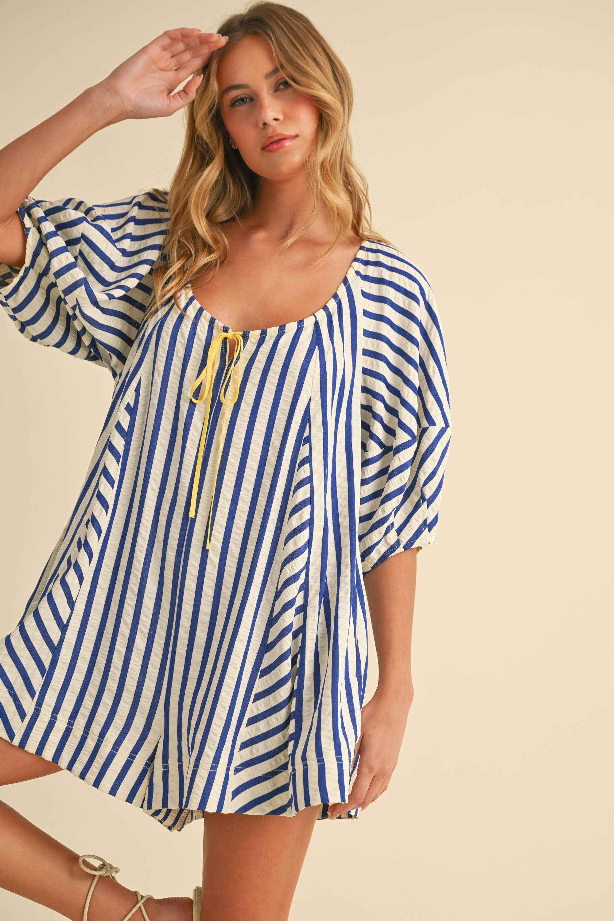 Bop Around Playsuit Romper in Blue - Styled by Ashley Brooke