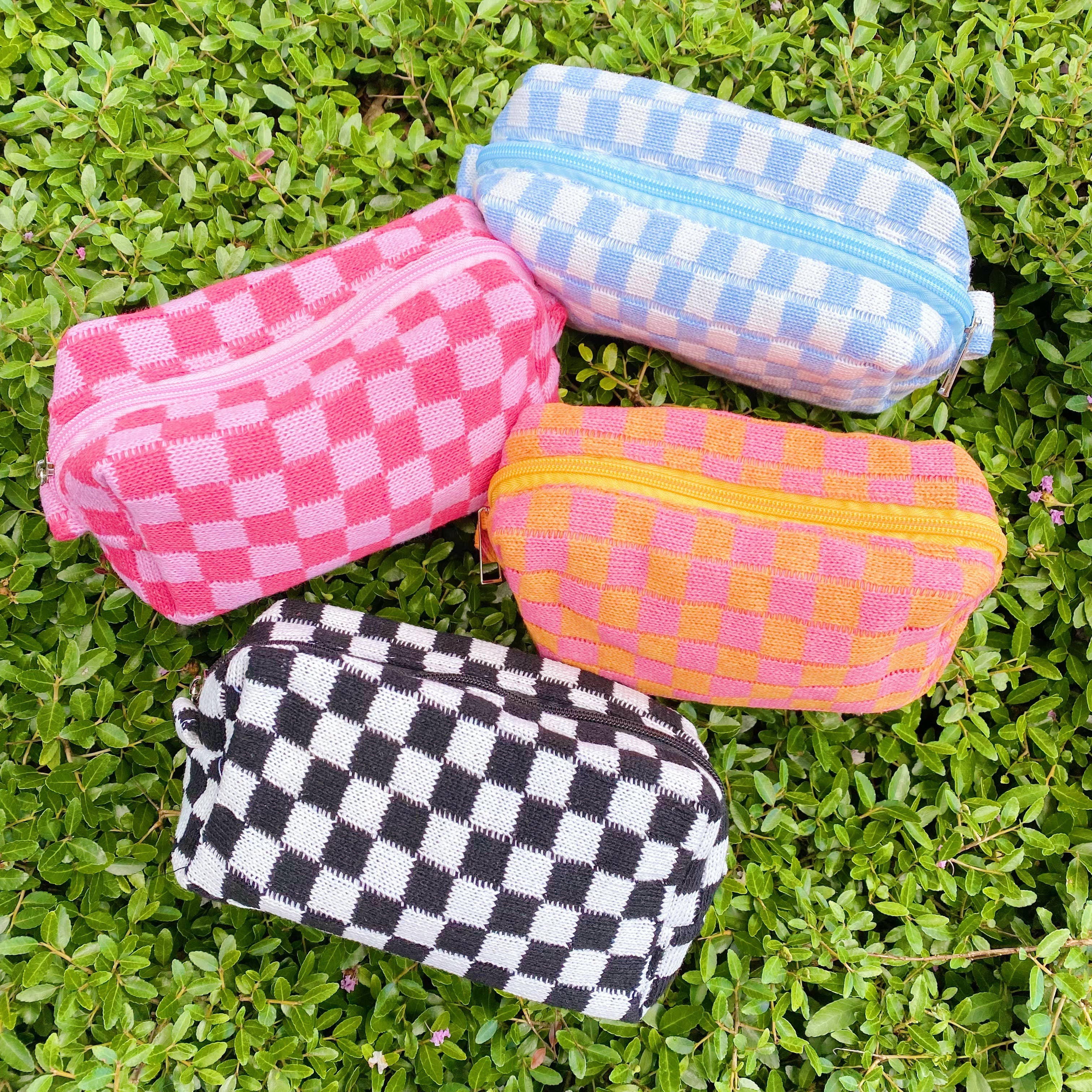 Pencil Case Cosmetic Bag Desk Accessories 17 X 10 X 8cm Multicolor Knitting  Checkerboard Wool Checkered Storage Products