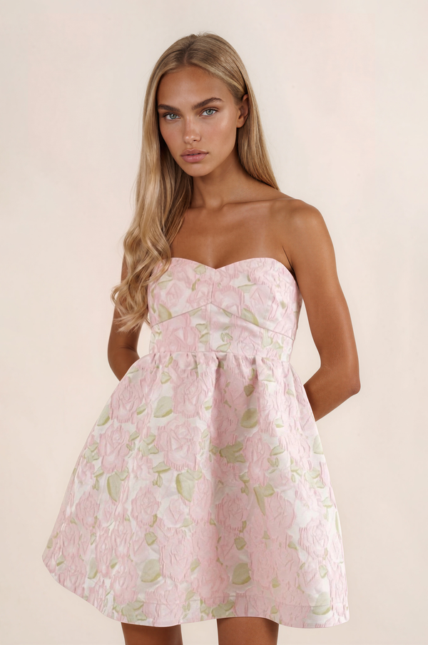 Jacquard Floral Mini Dress