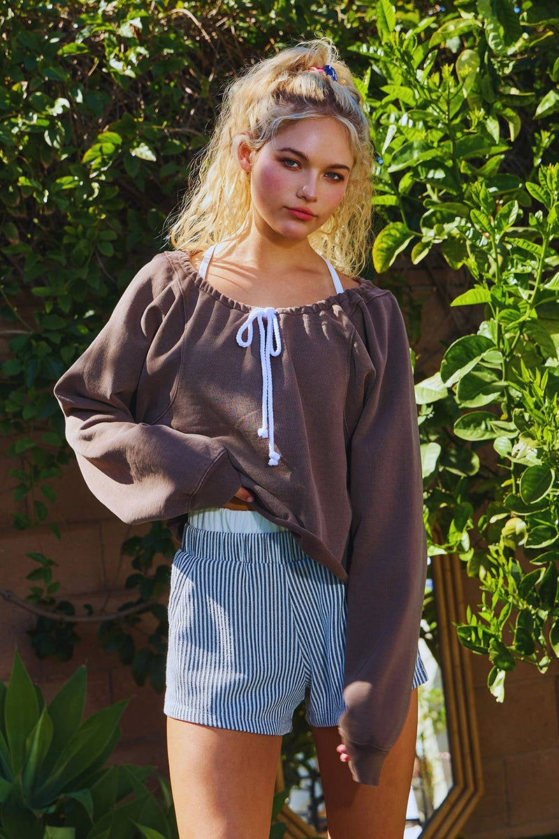 Dark Mocha Long-Sleeve Terry Top - Styled by Ashley Brooke