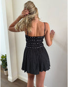 Black Mini Dress with White Polka - Dots - Styled by Ashley Brooke