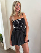 Black Mini Dress with White Polka - Dots - Styled by Ashley Brooke