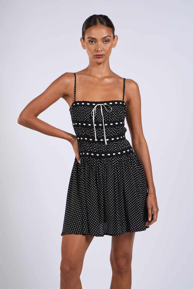 Black Mini Dress with White Polka - Dots - Styled by Ashley Brooke