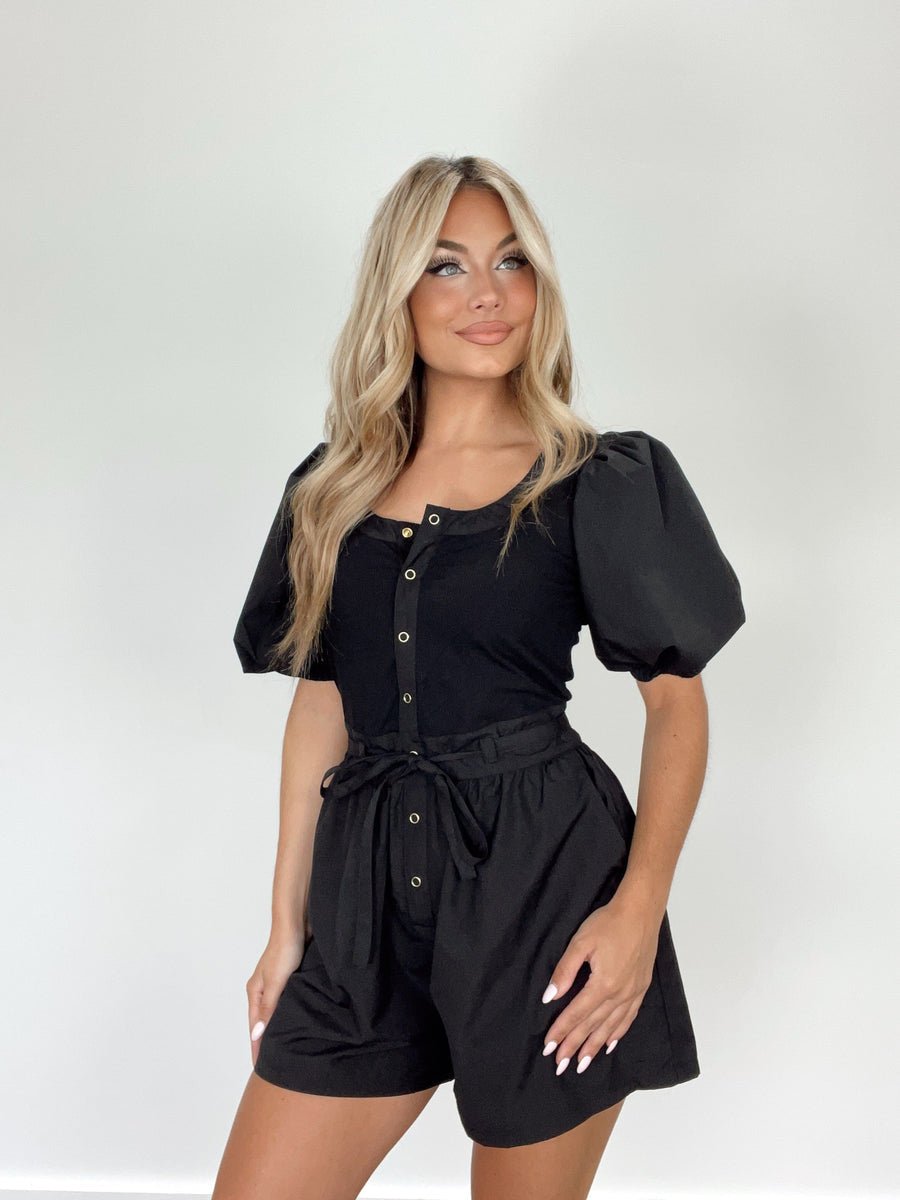 Black Puff - Sleeve Romper - Styled by Ashley Brooke