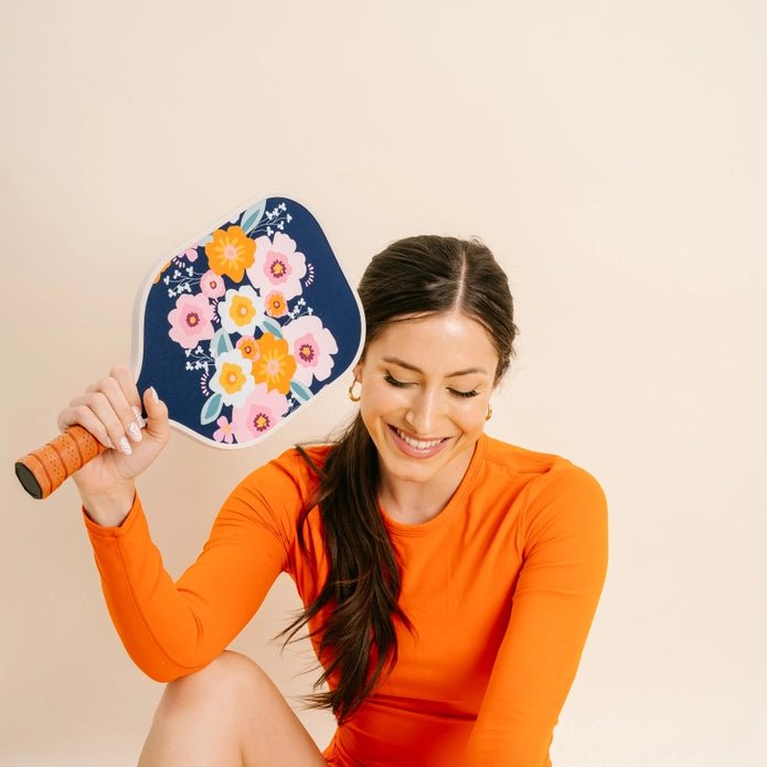 Blue Floral Pickleball Paddle - Styled by Ashley Brooke