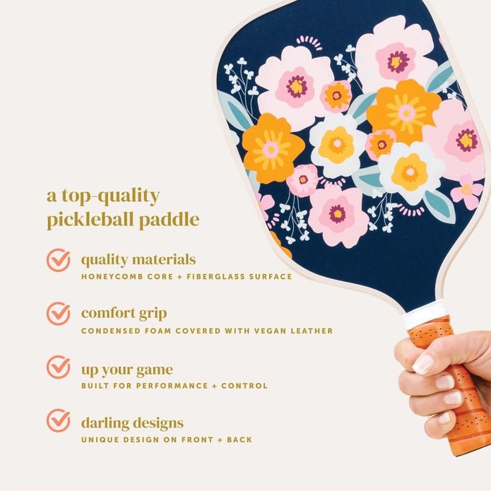 Blue Floral Pickleball Paddle - Styled by Ashley Brooke