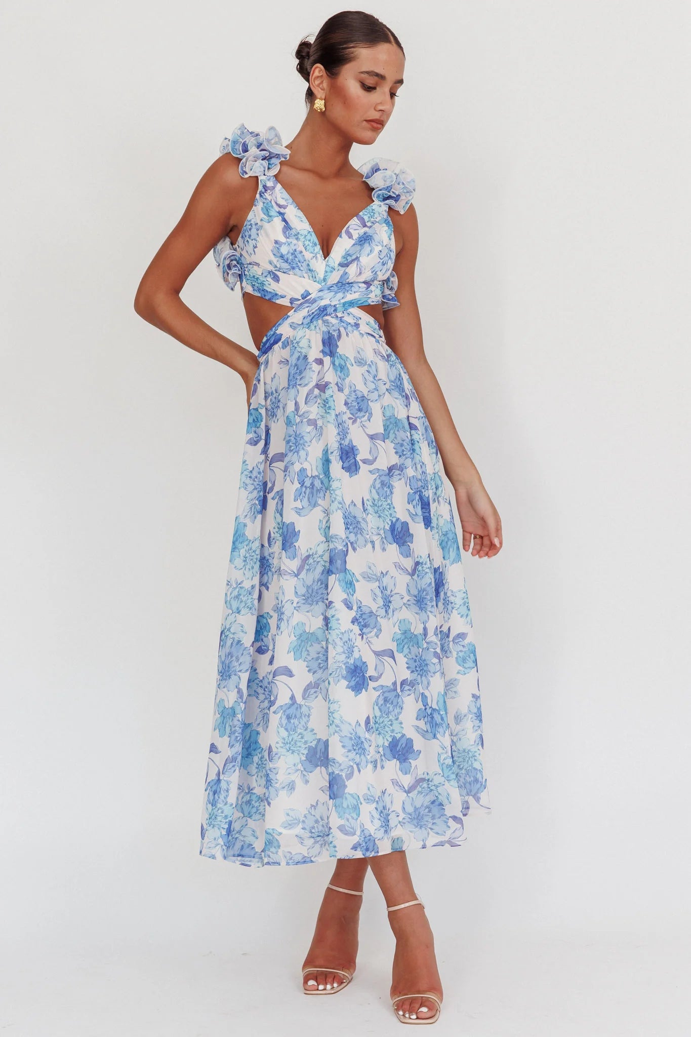 Blue Floral Print Maxi Dress - Styled by Ashley Brooke