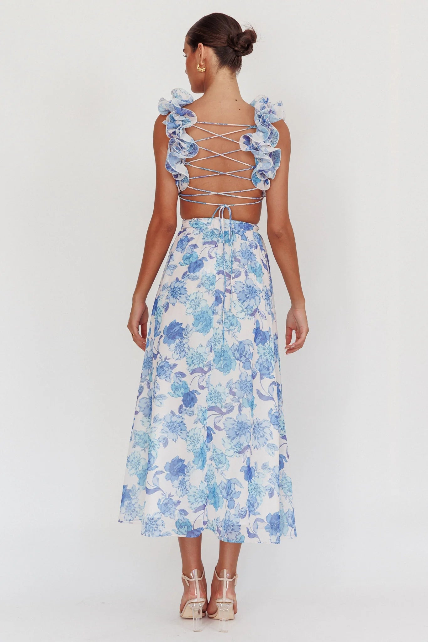 Blue Floral Print Maxi Dress - Styled by Ashley Brooke