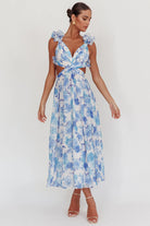 Blue Floral Print Maxi Dress - Styled by Ashley Brooke