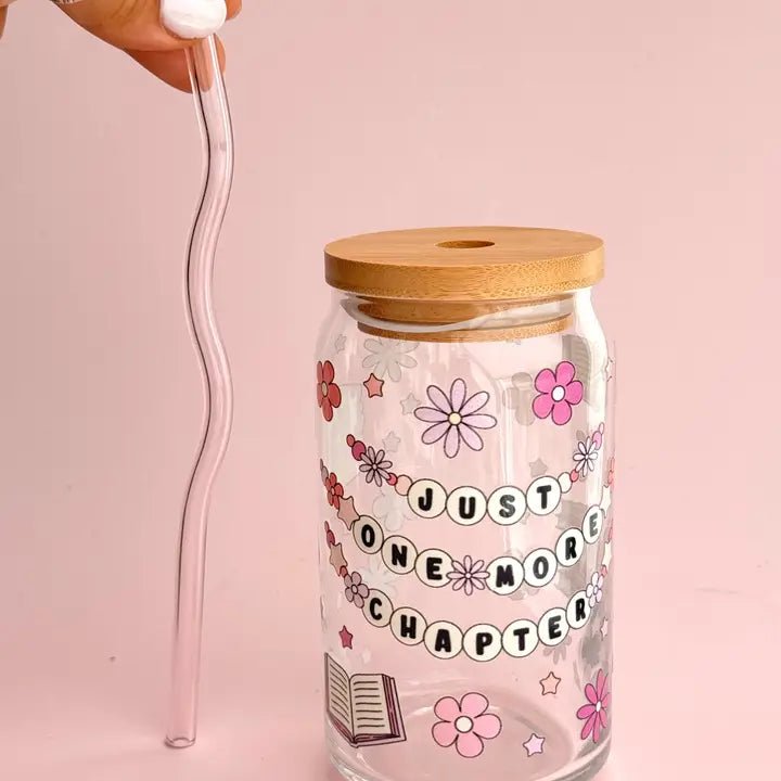 Book Lover Latte Glass with Lid & Straw - Styled by Ashley Brooke