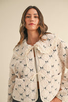 Bow Embroidered Quilted Sherpa Jacket - Styled by Ashley Brooke