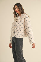 Bow Embroidered Quilted Sherpa Jacket - Styled by Ashley Brooke