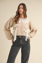 Cable Knit Cardigan with Bows - Styled by Ashley Brooke