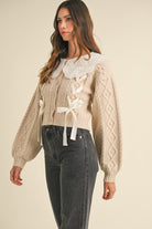 Cable Knit Cardigan with Bows - Styled by Ashley Brooke