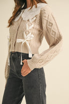 Cable Knit Cardigan with Bows - Styled by Ashley Brooke