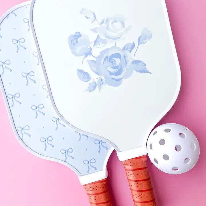 Coquette Blue Bow Floral Pickleball Paddle - Styled by Ashley Brooke