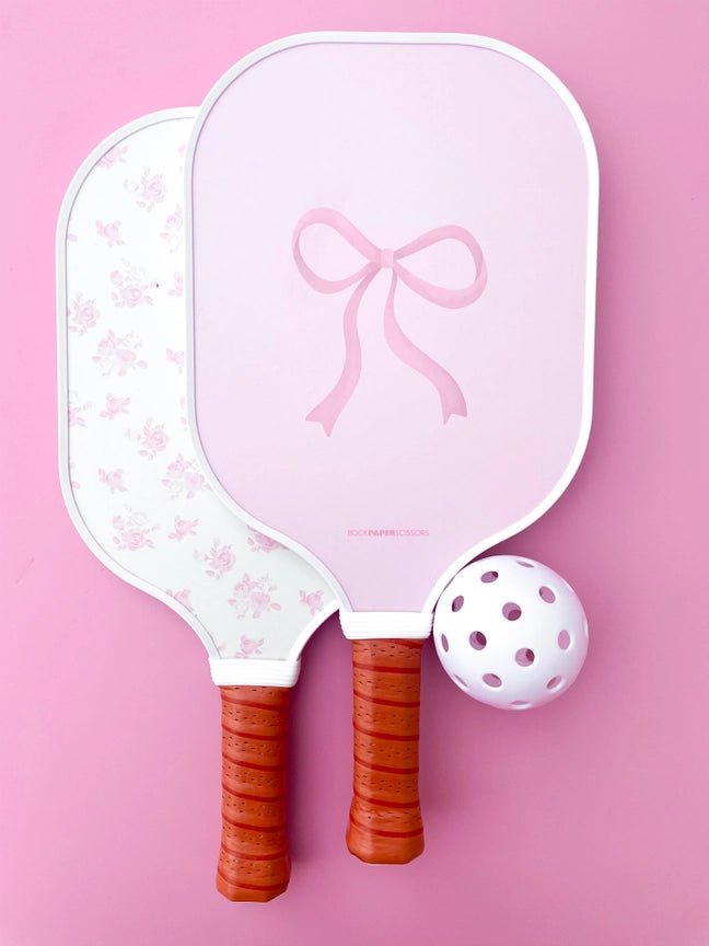 Coquette Pink Bow Floral Pickleball Paddle - Styled by Ashley Brooke