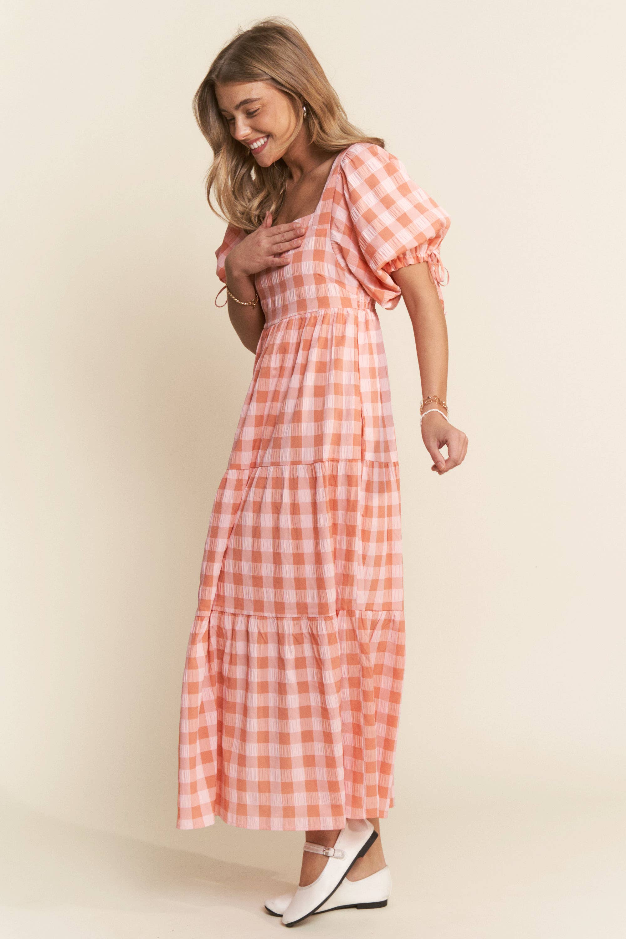 Multi Color Checkered Tiered Maxi Dress - Styled by Ashley Brooke