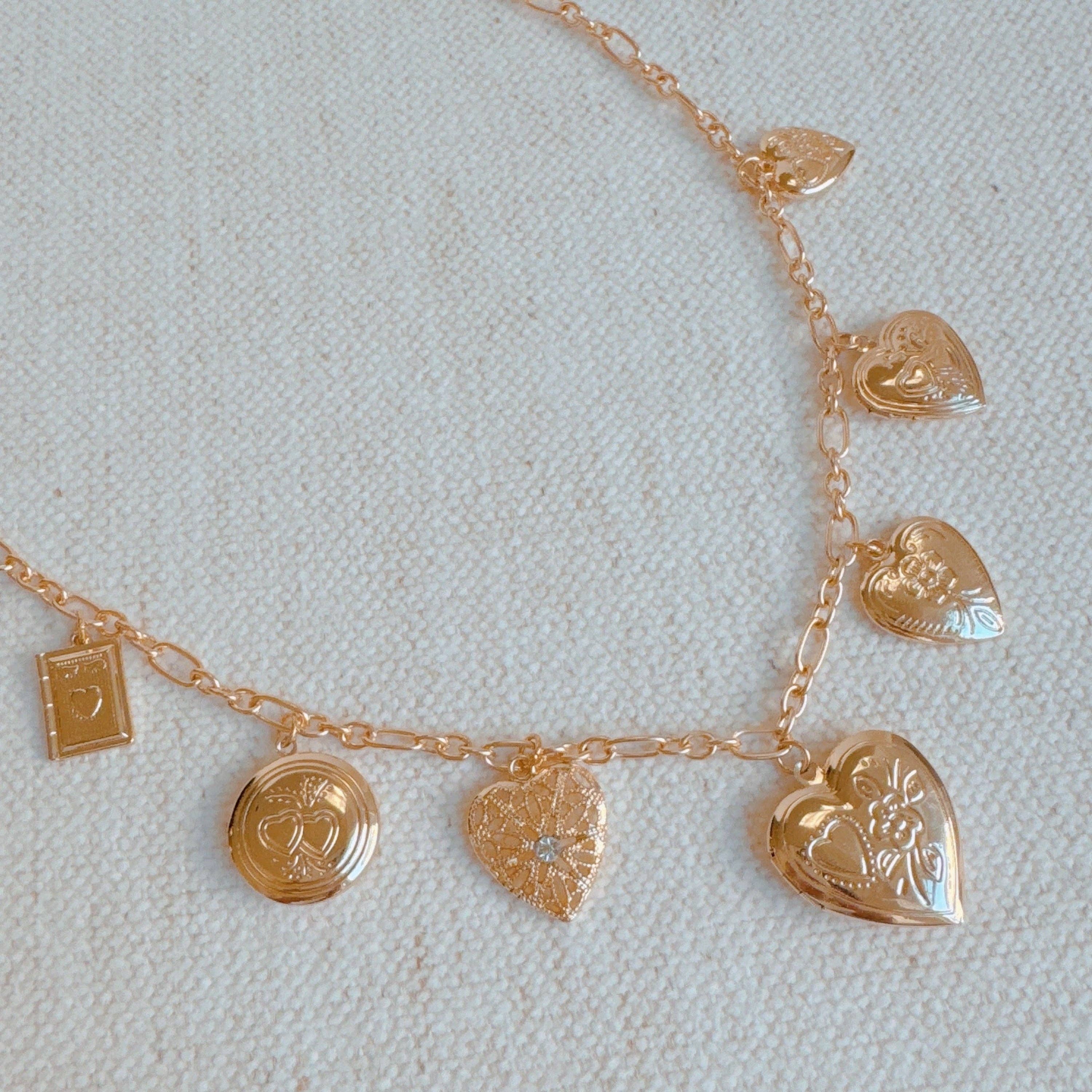 Heart Lockets Charm Necklace - Styled by Ashley Brooke