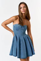 Denim Corset Babydoll Mini Dress - Styled by Ashley Brooke