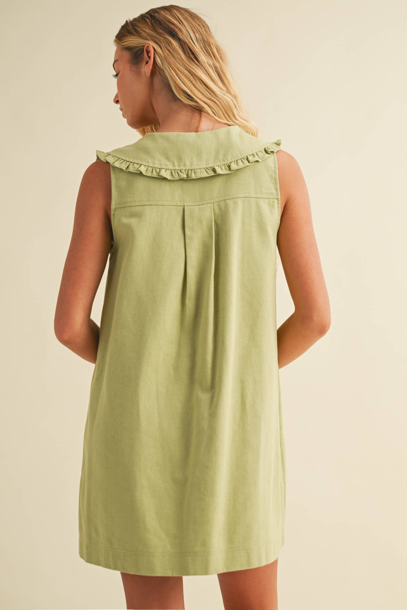Frill Collar Olive Mini Dress - Styled by Ashley Brooke