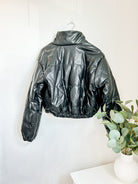 Faux Leather Puffer Jacket - Styled by Ashley Brooke