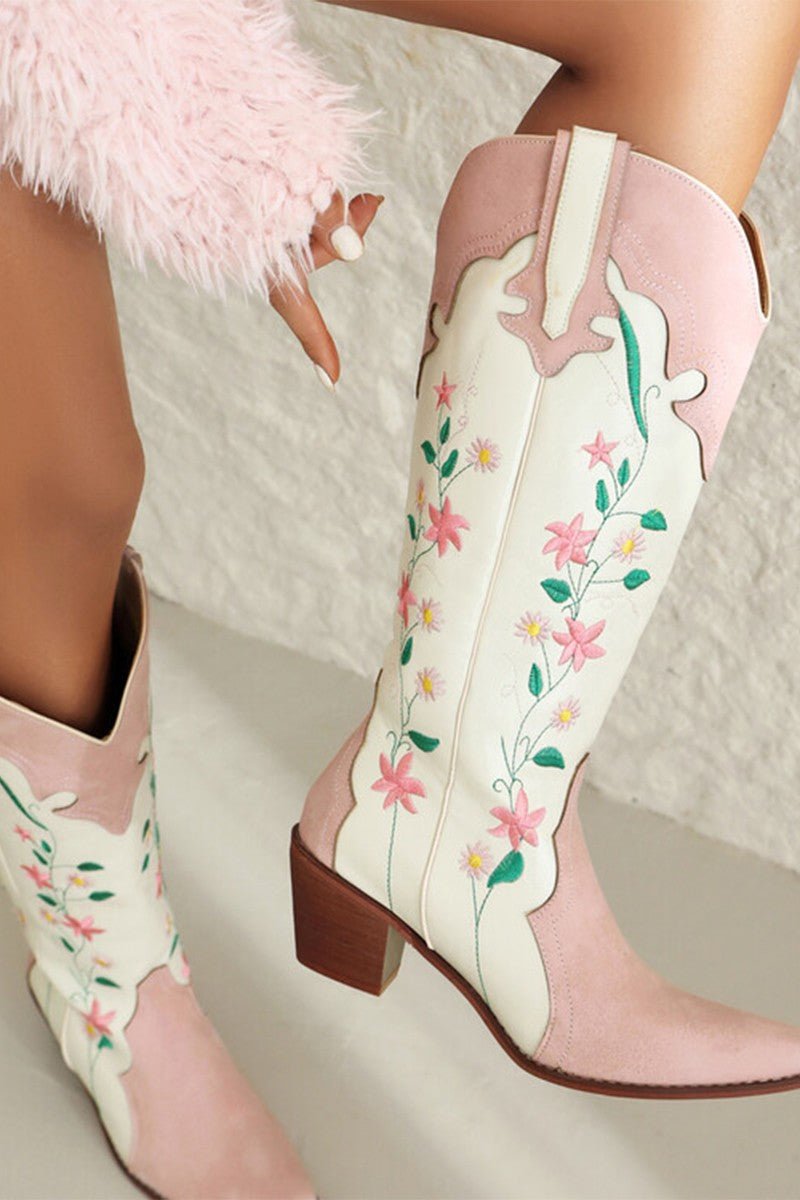 Floral Embroidered Cowboy Boots - Styled by Ashley Brooke