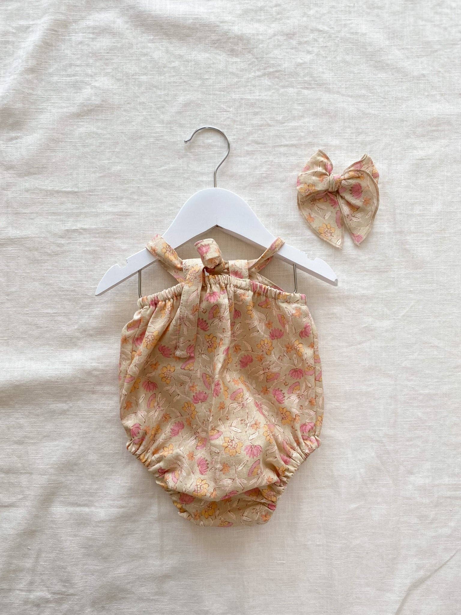 Floral Linen Baby Romper - Styled by Ashley Brooke