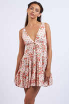 Floral Print Plunging V - Neck Mini Dress - Styled by Ashley Brooke