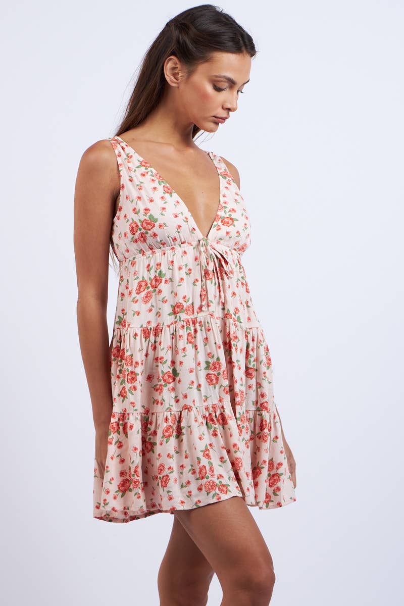 Floral Print Plunging V - Neck Mini Dress - Styled by Ashley Brooke