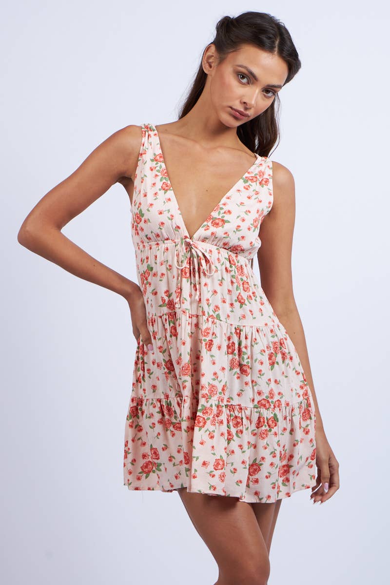 Floral Print Plunging V-Neck Mini Dress – Styled by Ashley Brooke