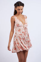 Floral Print Plunging V - Neck Mini Dress - Styled by Ashley Brooke