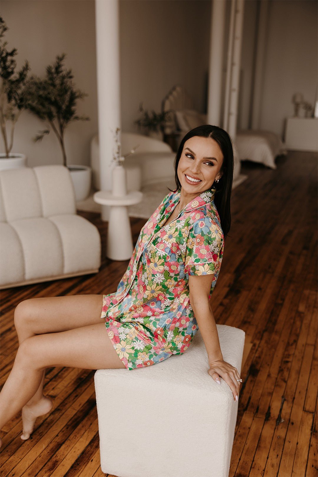 Floral Satin Pajamas Set (PRE - ORDER) (Restock) - Styled by Ashley Brooke