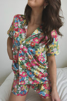 Floral Satin Pajamas Set (PRE - ORDER) (Restock) - Styled by Ashley Brooke