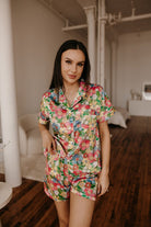 Floral Satin Pajamas Set (PRE - ORDER) (Restock) - Styled by Ashley Brooke