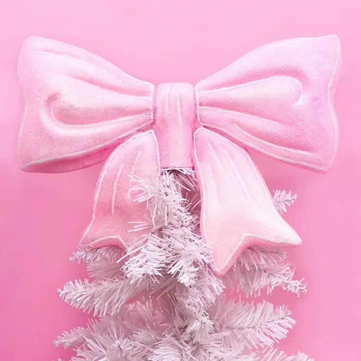 Giant Pink Bow Christmas Tree Topper - Styled by Ashley Brooke