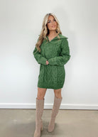 Green Quarter Zip Sweater Dress - Styled by Ashley Brooke