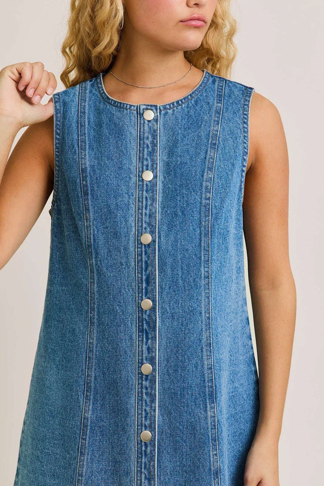 cotton denim dress Red | Indigo Button-Front Midi Dress Button Down Denim Dress -
