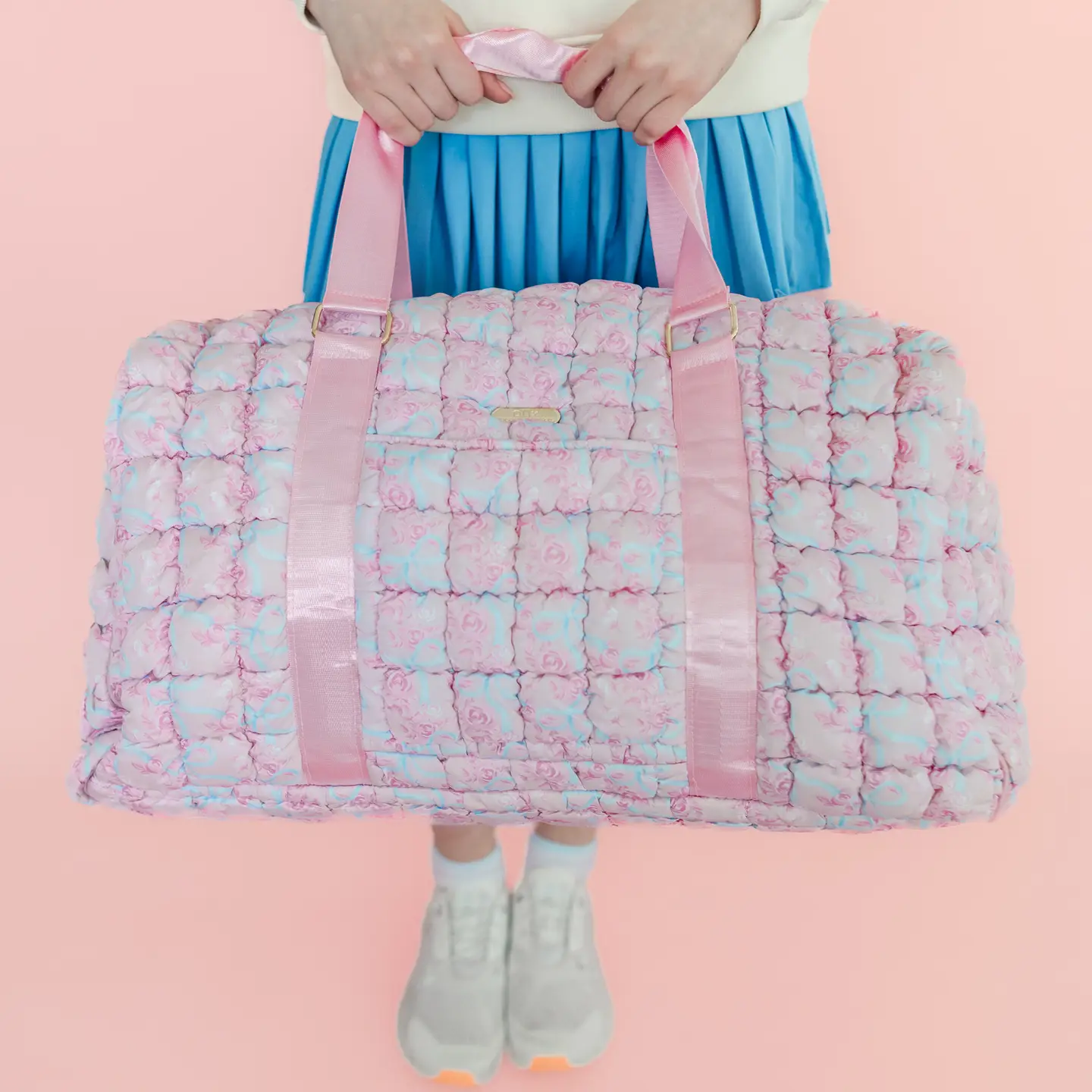 Watercolor Florals + Bows Quilted Duffle Tote - Styled by Ashley Brooke