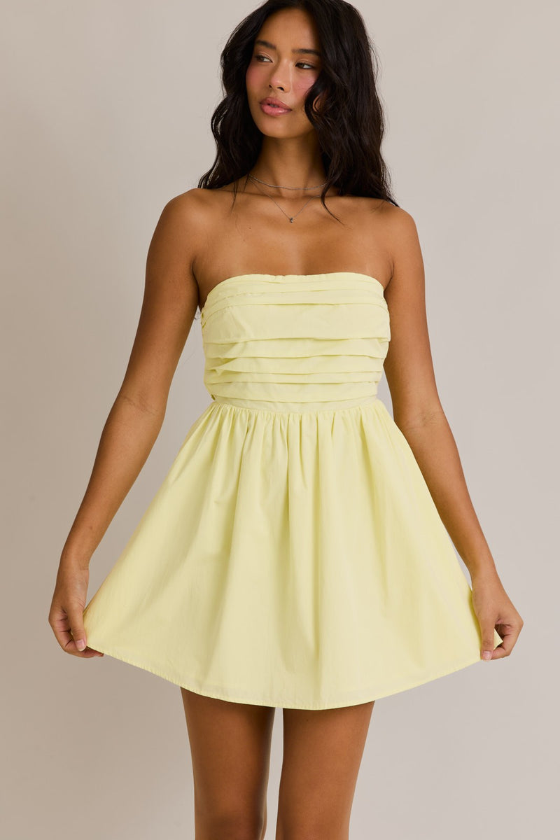 Light Yellow Strapless Mini Dress - Styled by Ashley Brooke